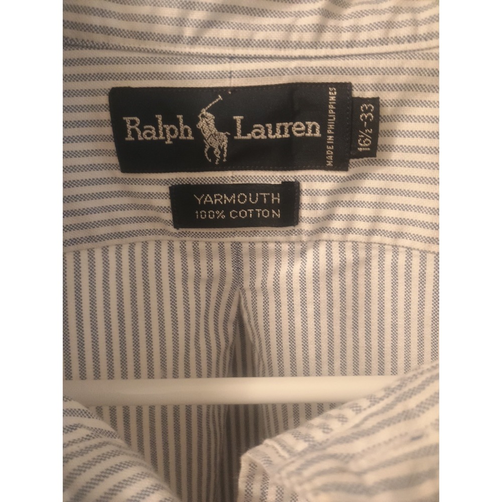 Ralph Lauren Men's Long-Sleeve Shirt Button Down, Classic Fit, Blue/White Stripe - Picture 2 of 4